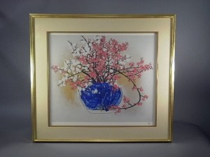 前田青邨　紅白梅　版画