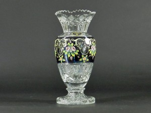 ボヘミアクリスタル エナメル彩　ガラス花瓶 
