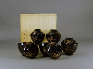 平安象彦 金蒔絵吸物椀(5客)共箱