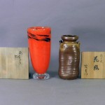 東京都 日野市の遺品買取で「岩田藤七」のガラス器や「小西陶古（備前焼）」の作品をお譲り頂きました